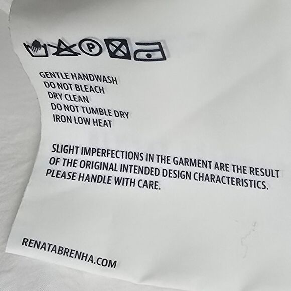 Renata Brenha Asymmetrical Gathered Pleated Collar Elegant Ruffled Blouse White - Picture 12 of 13